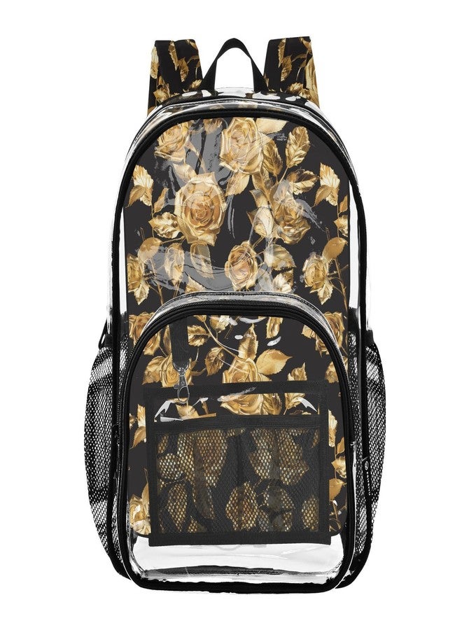 ALAZA Gold Rose Flowers Clear Fashion Backpack for Women Men Transparent Travel School Bag Daypack for Boys Girls - Image 1