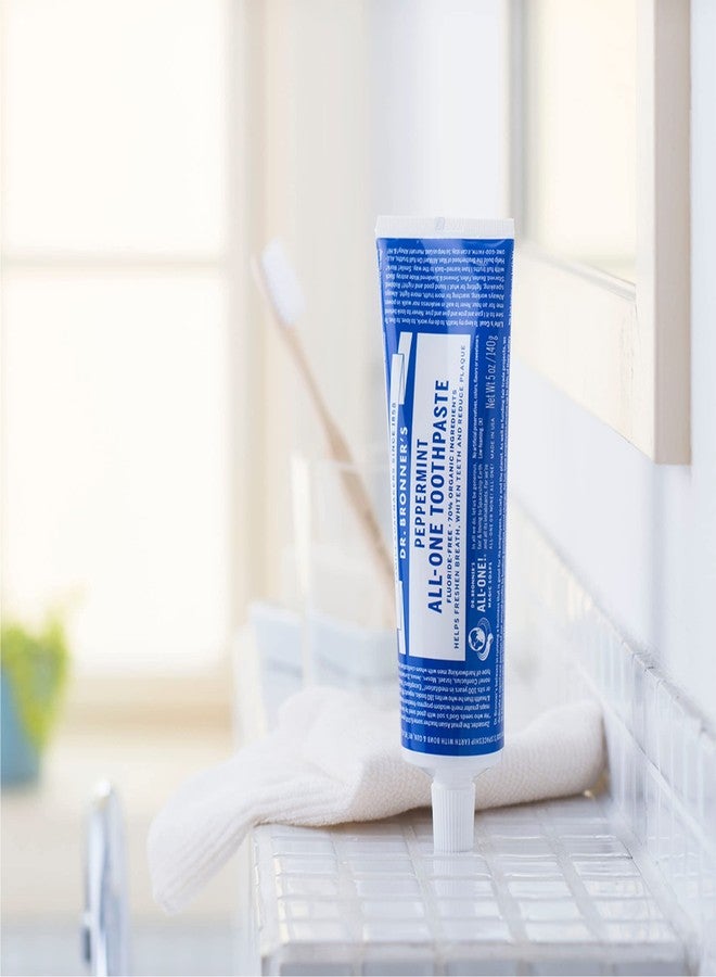 Dr. Bronner's Dr. Bronner’s - All-One Toothpaste Variety Pack - Peppermint & Spearmint, 70% Organic Ingredients, Fluoride-Free, Helps Freshen Breath, Vegan (5oz, 2-Pack) - Image 3