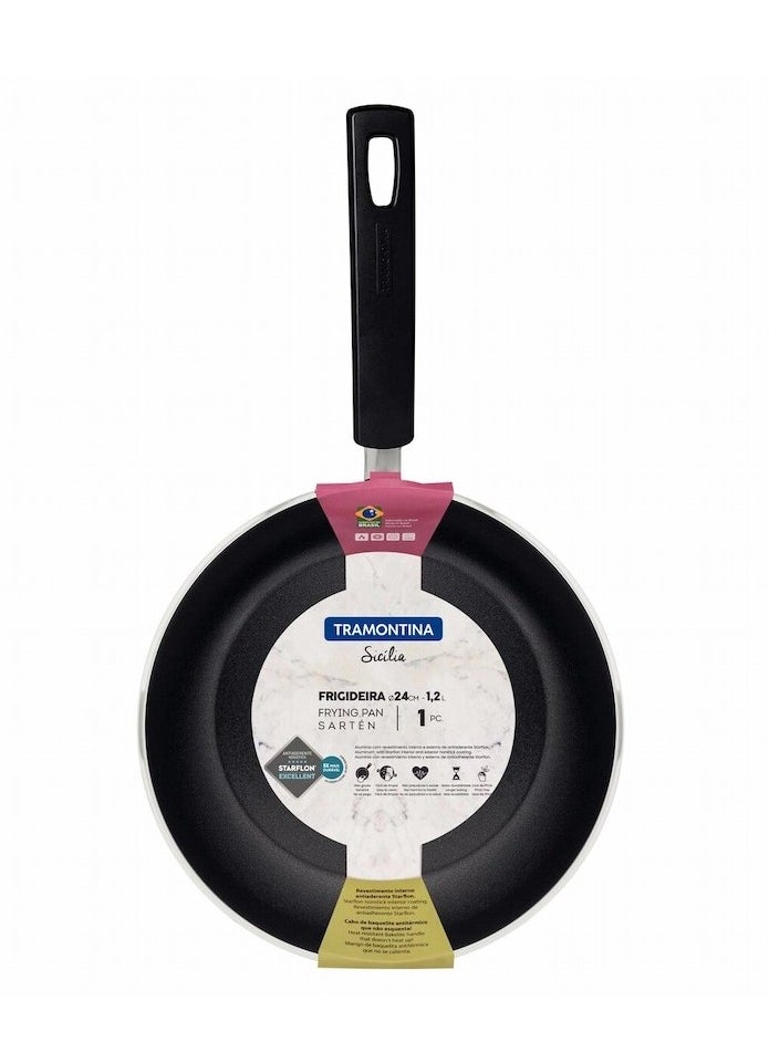 TRAMONTINA - Since 1911,Made in Brazil- Sicilia 24cm 1.2L Hazelnut Aluminum Frying Pan with Interior and Exterior Starflon Excellent PFOA Free Nonstick Coating - Image 1