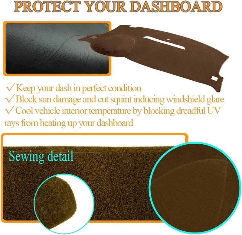 AKMOTOR Dash Cover Mat for 2007-2014 GMC Yukon & 2007-2013 Chevy Silverado (Brown) - Image 4