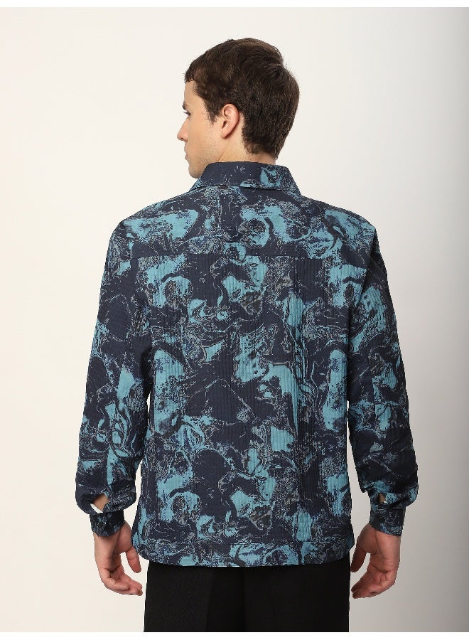 Beyoung Blue Abstract Print Shacket  - Image 5