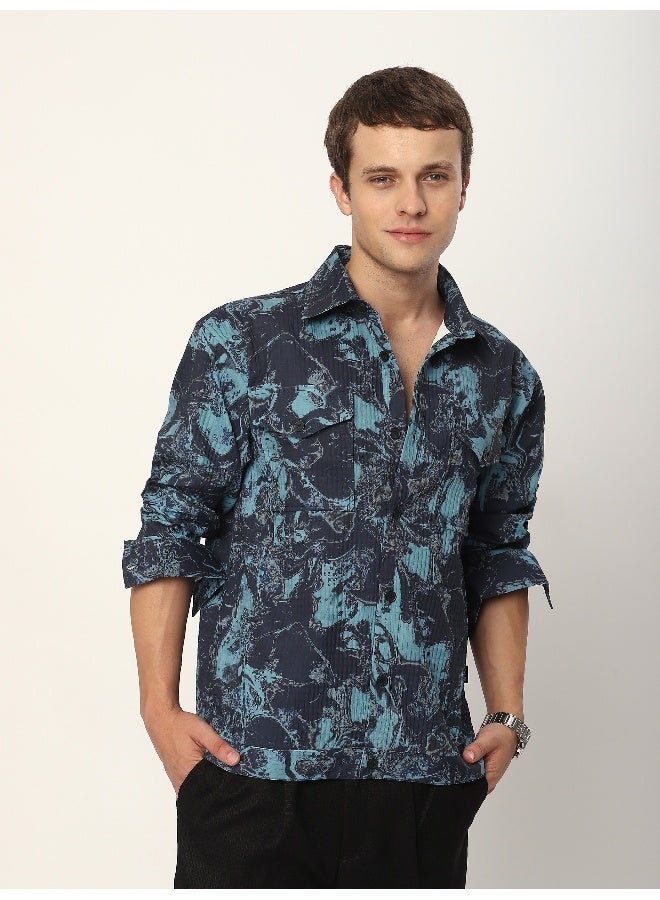 Beyoung Blue Abstract Print Shacket  - Image 2