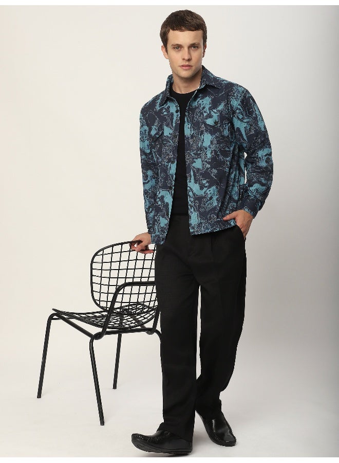 Beyoung Blue Abstract Print Shacket  - Image 3