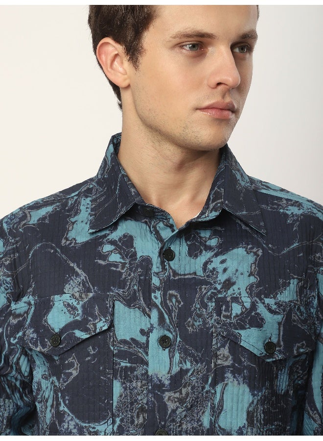 Beyoung Blue Abstract Print Shacket  - Image 4