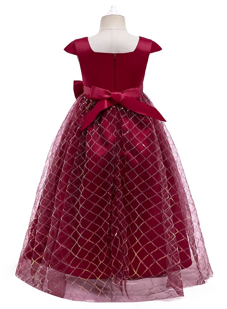Loquat Square Neck Cap Sleeve Dress Burgundy - Image 2