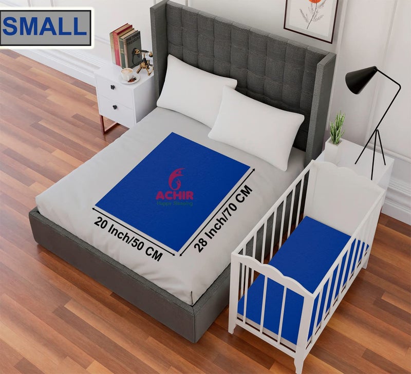 ACHIR Waterproof Cotton Dry Sheet/Bed Protector/Absorbent Mat Small, 50 cm x 70 cm, Navy Blue - Image 2