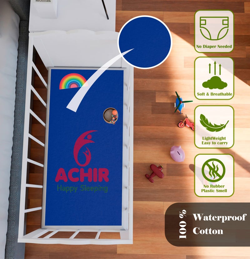 ACHIR Waterproof Cotton Dry Sheet/Bed Protector/Absorbent Mat Small, 50 cm x 70 cm, Navy Blue - Image 4