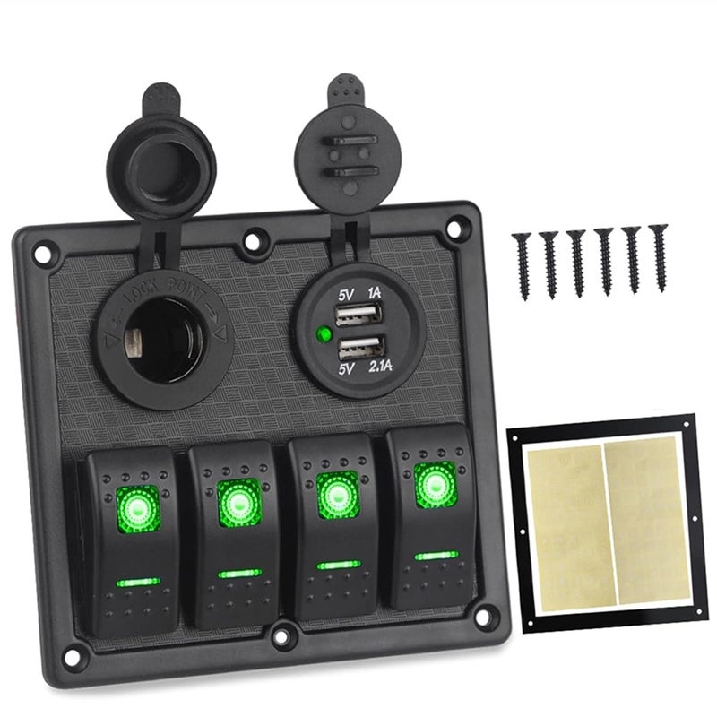 Wivplex 4 Gang Rocker Switch Panel with USB Charger - Image 1