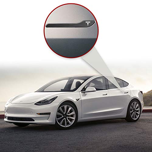IPG for Tesla Model 3 / Model Y Door Handle Decal Sticker Wrap Kit (Set of 4) with Tesla Logo (Midnight Silver Brushed Aluminum) - Image 4
