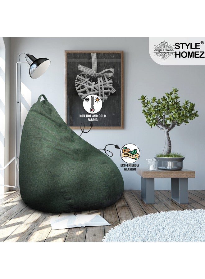 Style Homez ORGANIX Collection, Classic Bean Bag XXL Size Green Color in Organic Jute Fabric, Cover Only - Image 2