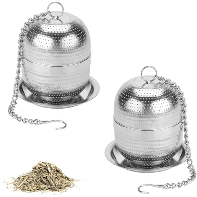joyzzz Stainless Steel Tea Infusers 2Pcs Extra Fine Mesh Tea Strainers With Hooks Durable Loose Leaf Tea Steepers For Hot Or Iced Tea Silver - Image 1