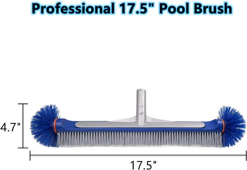 Poolvio Professional 17.5" Floor & Wall Pool Cleaning Brush with Tough Around Nylon Bristles, EZ Clip Aluminum Handle- Easily Sweep from Walls, Floors, Steps - Image 4