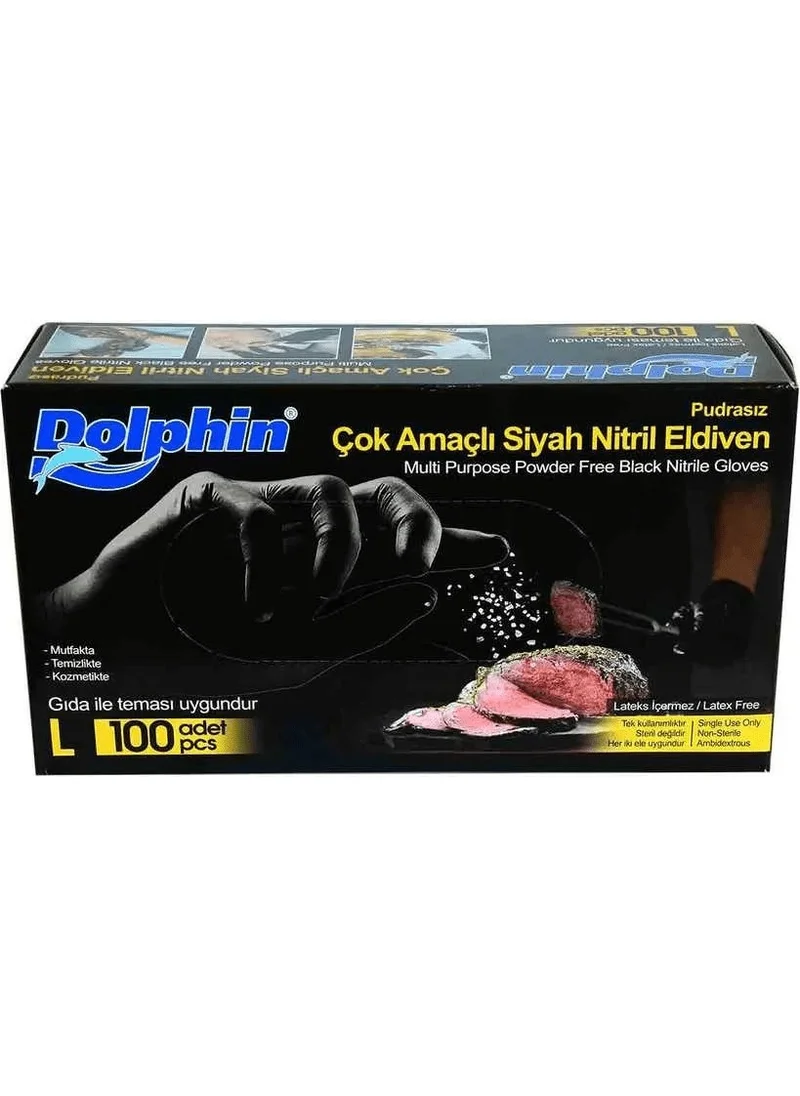 Dolphin Black Nitrile Gloves