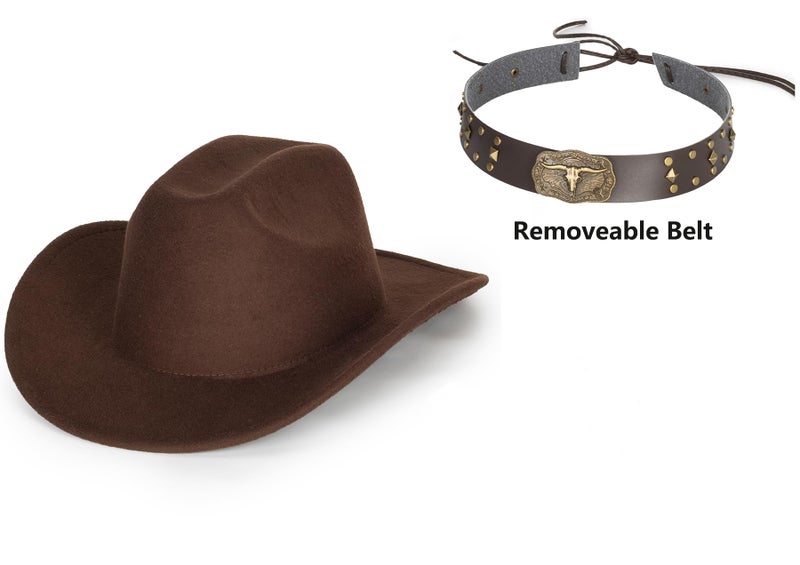 XuoAz Western Cowboy Hat for Men Women Classic Roll Up Fedora Hat with Buckle Belt(Size:S-M) - Image 5