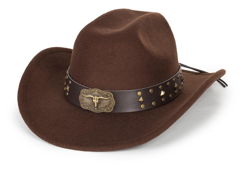 XuoAz Western Cowboy Hat for Men Women Classic Roll Up Fedora Hat with Buckle Belt(Size:S-M) - Image 1