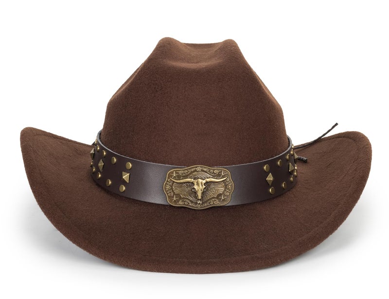 XuoAz Western Cowboy Hat for Men Women Classic Roll Up Fedora Hat with Buckle Belt(Size:S-M) - Image 3