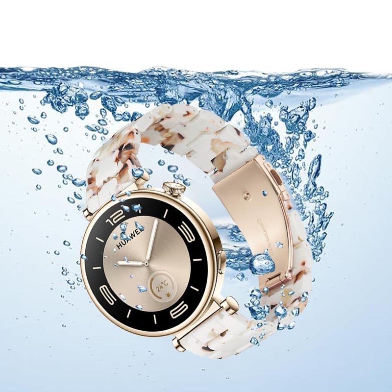 DEALELE Bands Compatible with Huawei Watch GT5 Pro 42mm / GT5 41mm / GT4 41mm / Garmin Venu 3S / Forerunner 265S / Fossil Women's Gen 6, 18mm Colorful Resin Replacement Strap for Women, Nougat - Image 5