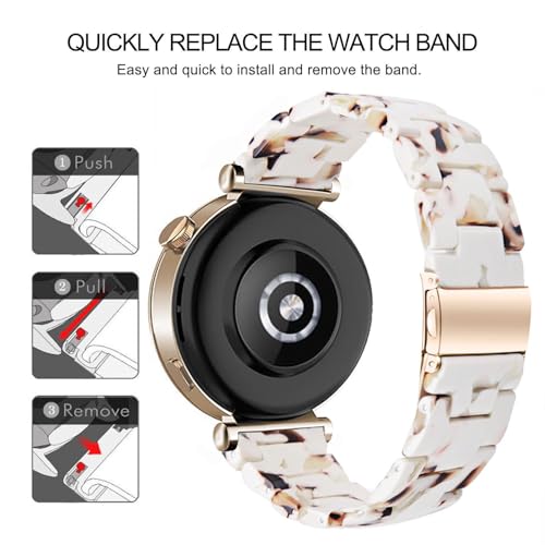 DEALELE Bands Compatible with Huawei Watch GT5 Pro 42mm / GT5 41mm / GT4 41mm / Garmin Venu 3S / Forerunner 265S / Fossil Women's Gen 6, 18mm Colorful Resin Replacement Strap for Women, Nougat - Image 2