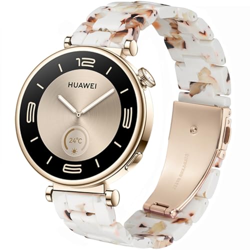 DEALELE Bands Compatible with Huawei Watch GT5 Pro 42mm / GT5 41mm / GT4 41mm / Garmin Venu 3S / Forerunner 265S / Fossil Women's Gen 6, 18mm Colorful Resin Replacement Strap for Women, Nougat - Image 1