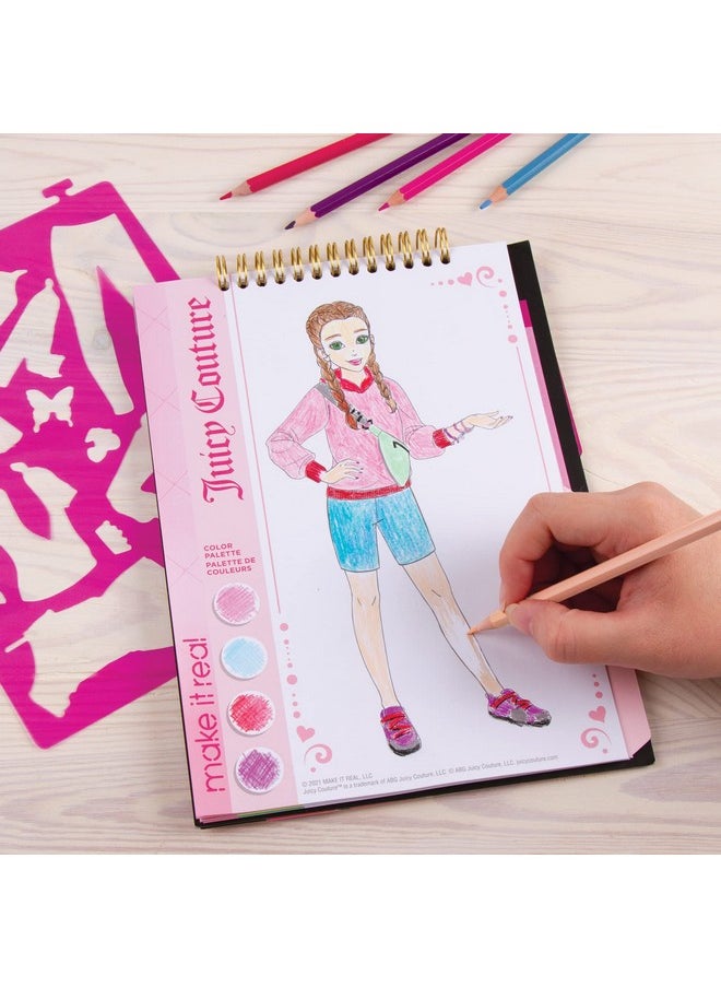 Make It Real Make It Real Juicy Couture: Fashion Design Sketchbook, Includes 137 Stickers & Stencils, Draw Sketch & Create, Fashion Coloring Book, Tweens & Girls, Kids Ages 6+  - Image 5