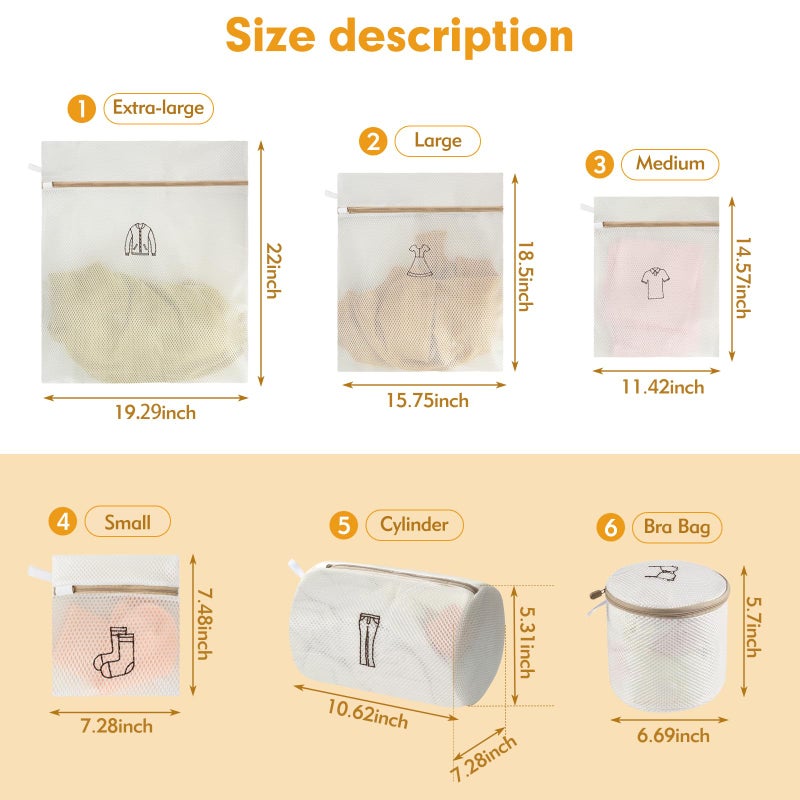 Peebioeo 6-Piece Bag Double-layer thickened mesh laundry bags,Essential items at home,Exquisite laundry bags suitable for clothes, trousers, socks and underwear - Image 5