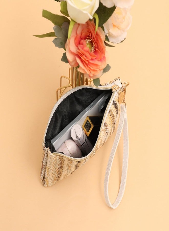 SUSOYAOCHEN Straw Clutch Bag 5.5 x 7.8 inch Handbag Clutch Purses Woven Bag Summer Rattan Bags Zipper Wallets for Women (Style B) - Image 5
