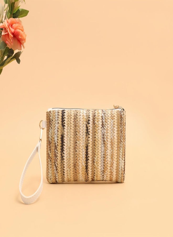 SUSOYAOCHEN Straw Clutch Bag 5.5 x 7.8 inch Handbag Clutch Purses Woven Bag Summer Rattan Bags Zipper Wallets for Women (Style B) - Image 4