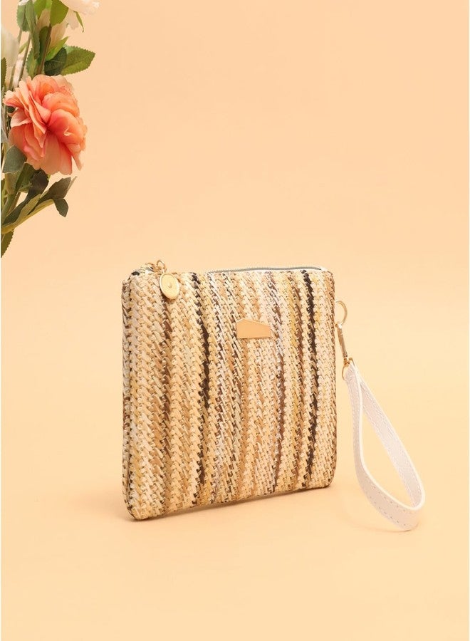 SUSOYAOCHEN Straw Clutch Bag 5.5 x 7.8 inch Handbag Clutch Purses Woven Bag Summer Rattan Bags Zipper Wallets for Women (Style B) - Image 2