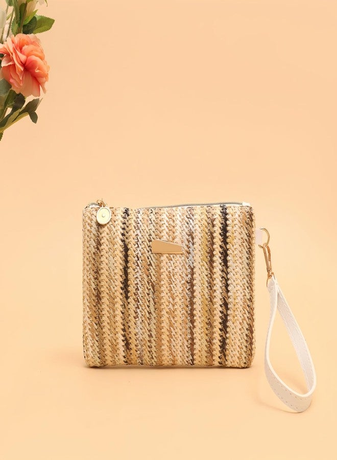 SUSOYAOCHEN Straw Clutch Bag 5.5 x 7.8 inch Handbag Clutch Purses Woven Bag Summer Rattan Bags Zipper Wallets for Women (Style B) - Image 3