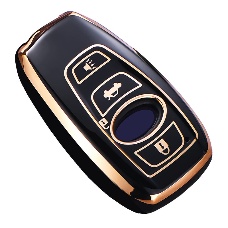 Cacacar for Subaru Key Fob Cover, for Forester Outback BRZ Legacy CrossTrek Premium Soft TPU 360 Degree Protection Key Case Remote Key Holder (Black) - Image 4