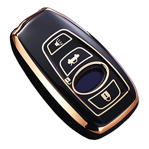 Cacacar for Subaru Key Fob Cover, for Forester Outback BRZ Legacy CrossTrek Premium Soft TPU 360 Degree Protection Key Case Remote Key Holder (Black) - Image 1