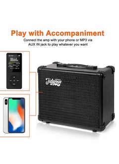 Jidyous 15W Electric Bass Amp with Retractable Handle, Practice & Performance Bass Guitar Amplifier  - Image 4