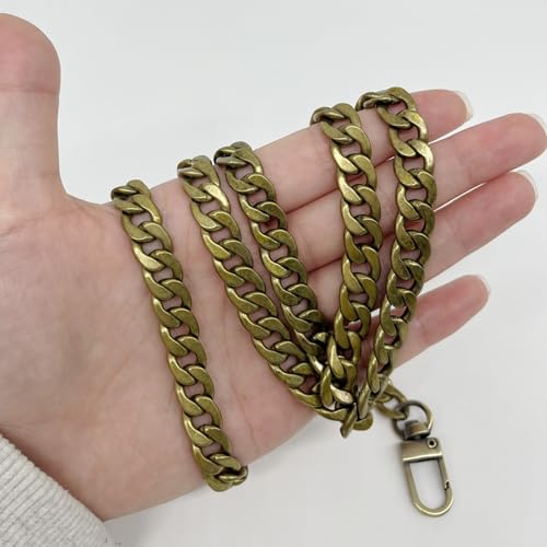 Model Worker DIY Iron Flat Chain Strap Handbag Chains Purse Chain Straps Shoulder Cross Body Replacement Straps with Metal Buckles (55", Bronze) - Image 5
