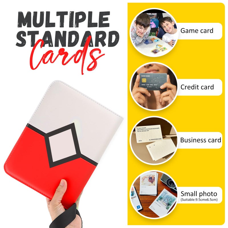 HOHOM Trading Card Binder 4-Pockets, Card Binder Fits 400 Cards with 50 Removable Sleeves, Card Folder for MTG, TCG, Game Cards & Sports Cards-Red - Image 5