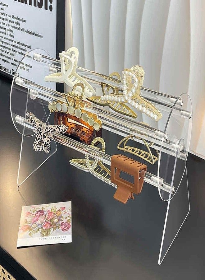 SAJANI Clear Acrylic Claw Clip Organizer, 360 Rotating Claw Clip Holder And Display Stand, Headband & Hair Accessories Organizer For Women And Girls (Pack Of 1) (Claw Clip Holder) - Image 1