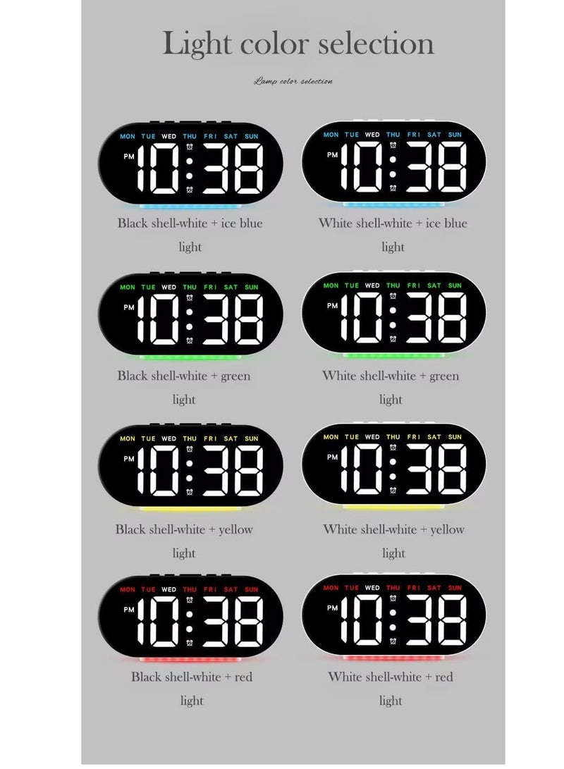 Small digital alarm clock with LED backlight that displays time, date and temperature. Green color. - Image 3