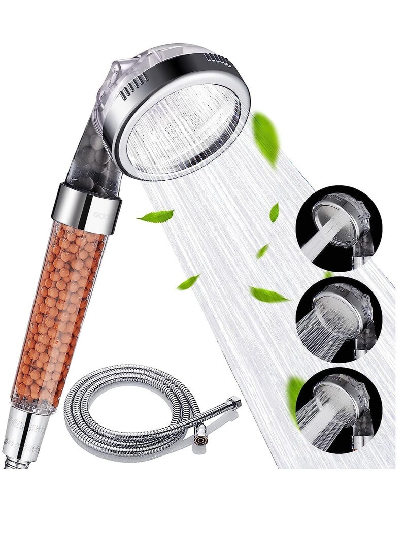 Filtered Shower Head with Extra Replaceable Stones, Water Saving 3 Spray Modes Handheld High Pressure Shower Filter for Dry Skin & Hair, Water Filtration system Improves Immune System - Image 1