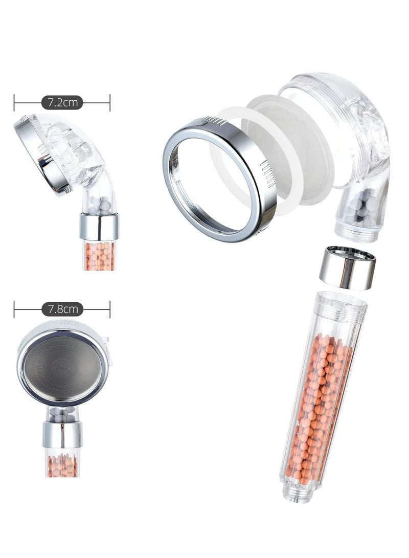Filtered Shower Head with Extra Replaceable Stones, Water Saving 3 Spray Modes Handheld High Pressure Shower Filter for Dry Skin & Hair, Water Filtration system Improves Immune System - Image 2