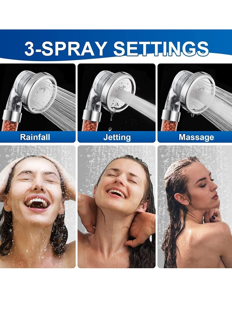 Filtered Shower Head with Extra Replaceable Stones, Water Saving 3 Spray Modes Handheld High Pressure Shower Filter for Dry Skin & Hair, Water Filtration system Improves Immune System - Image 5