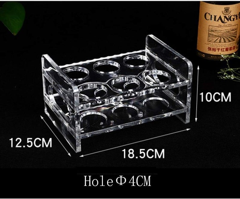 klarakoCrystal Clear Acrylic Shot Glass Holder with Handle, Wine Liquor Cup Serving Tray, 6 Hole - Image 2