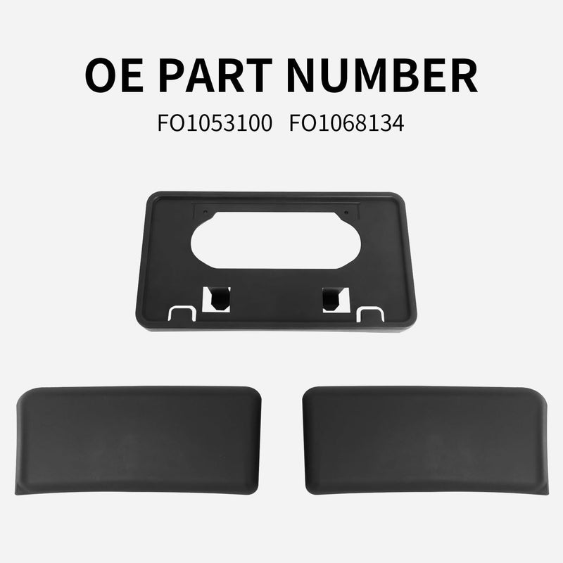 KARPAL Front LH + RH Bumper Guards Pads Caps + License Plate Frame Bracket for 2009-2014 Ford F150 F-150 - Image 3