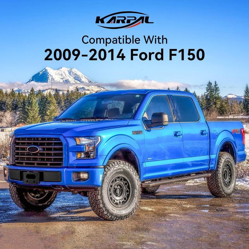 KARPAL Front LH + RH Bumper Guards Pads Caps + License Plate Frame Bracket for 2009-2014 Ford F150 F-150 - Image 2