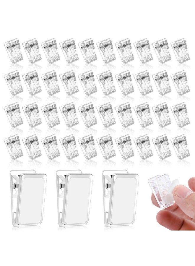 Prudiut 50 Pieces Self Adhesive Clips, Tapestry Clips Sticky Clips Wall Clips Photo Clips Poster Clips Plastic Sticky Hanging Spring Clips For Office Poster Photo Christmas Decorations, Clear - Image 1