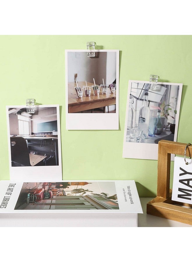 Prudiut 50 Pieces Self Adhesive Clips, Tapestry Clips Sticky Clips Wall Clips Photo Clips Poster Clips Plastic Sticky Hanging Spring Clips For Office Poster Photo Christmas Decorations, Clear - Image 5