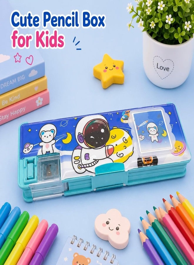 SMAX Unicorn Printed Plastic Pencil Box with Calculator & Dual Sharpener for Kids | Magnetic Closure Pencil Case with Pen & Pencil Holder | Multipurpose School Stationery Box for Boys & Girls - Image 2