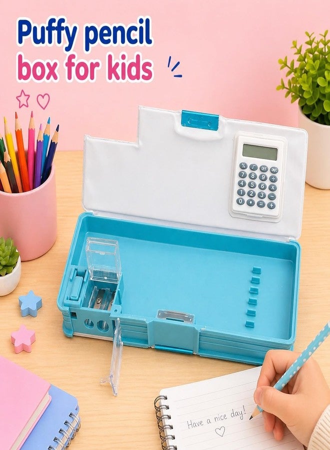 SMAX Unicorn Printed Plastic Pencil Box with Calculator & Dual Sharpener for Kids | Magnetic Closure Pencil Case with Pen & Pencil Holder | Multipurpose School Stationery Box for Boys & Girls - Image 3