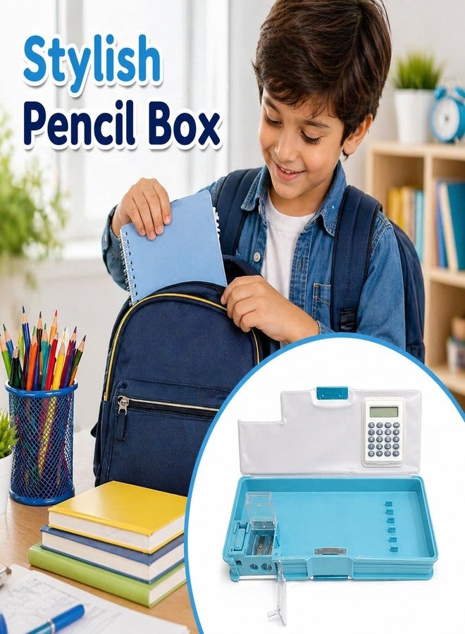 SMAX Unicorn Printed Plastic Pencil Box with Calculator & Dual Sharpener for Kids | Magnetic Closure Pencil Case with Pen & Pencil Holder | Multipurpose School Stationery Box for Boys & Girls - Image 5