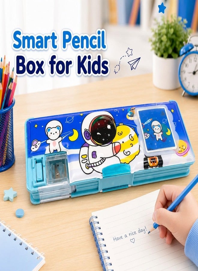 SMAX Unicorn Printed Plastic Pencil Box with Calculator & Dual Sharpener for Kids | Magnetic Closure Pencil Case with Pen & Pencil Holder | Multipurpose School Stationery Box for Boys & Girls - Image 4