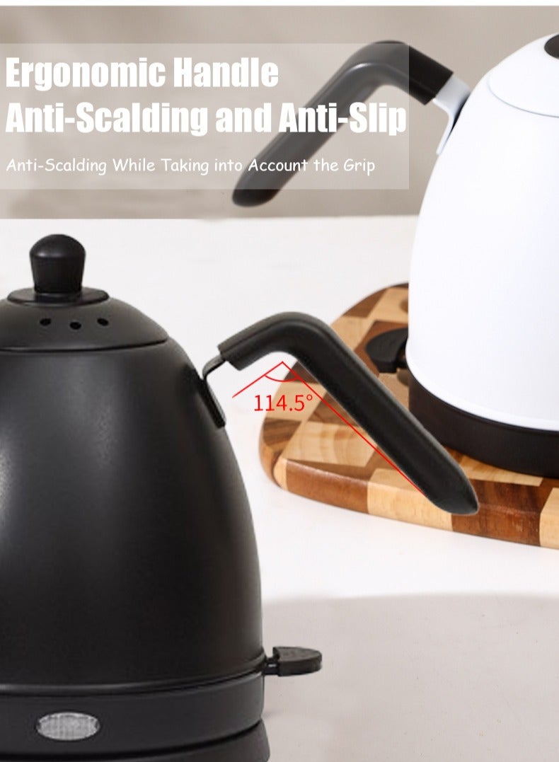 غلاية كهربائية بعنق أوزة، سعة 800 مل، غلاية ماء فائقة الغليان، مصنوعة من الفولاذ المقاوم للصدأ، تحكم تلقائي في درجة الحرارة ودرجة حرارة ثابتة، 1000 واط (أسود) - Image 3