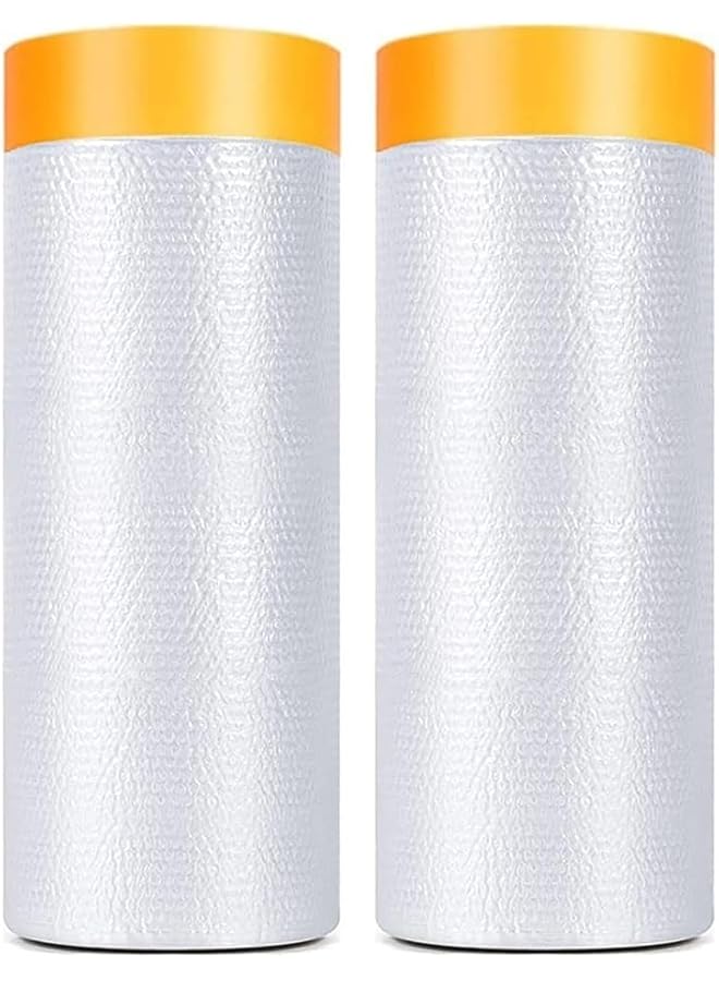 PROMASS promass Tape and Drape, Pre-Taped Masking Film, 2 Rolls 3.2x10m,Automotive Best Tape and Drape Painters Paper, Paint Adhesive Protective Film Roll for Covering Skirting, Frames, Cars and Auto Body  - Image 1